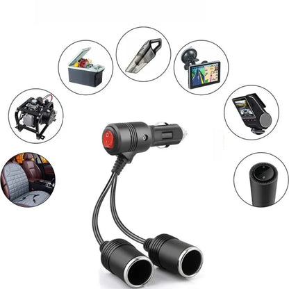 3-Socket Car Cigarette Lighter Splitter - 120W 12V/24V Dual USB Fast Charger Adapter for iPhone, GPS and Dashcam