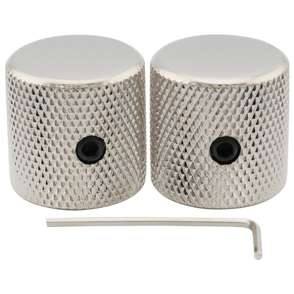Musiclily Pro Steel Guitar Knobs - 1/4 Inch Fine Knurled Flat Top Control Knobs with Set Screws for Bass & Electric Guitar