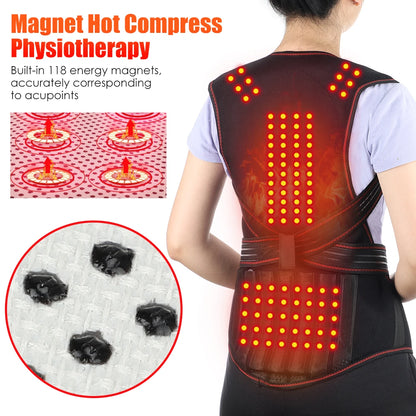 Tourmaline Magnetic Heated Vest — Self-Heating Thermal Waist Brace & Lumbar Support Corset for Posture Correction and Pain Relief