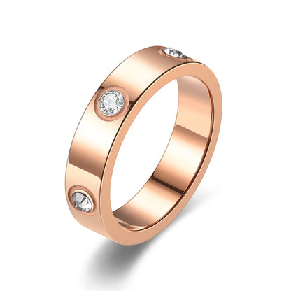 Classic Stainless Steel Diamond Ring — Unisex Fashion Jewelry Gift, Sizes 5-11 for Men & Women