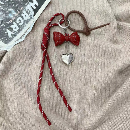 Kawaii Heart Leather Keychain - Trendy Chocolate Pendant Bag Charm Decorative Accessory