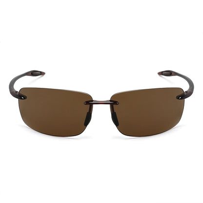 JULI Polarized Classic Sports Rimless Sunglasses – Ultralight Rectangle Frame for Men, Ideal for Fishing, Driving, UV400 Protection, Model MJ8009