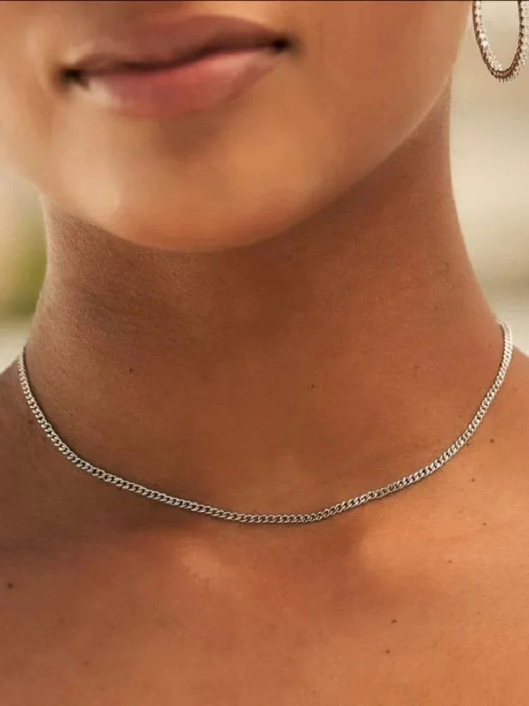 3mm Men’s Cuban Chain Necklace – Simple Stainless Steel Titanium Jewelry Gift