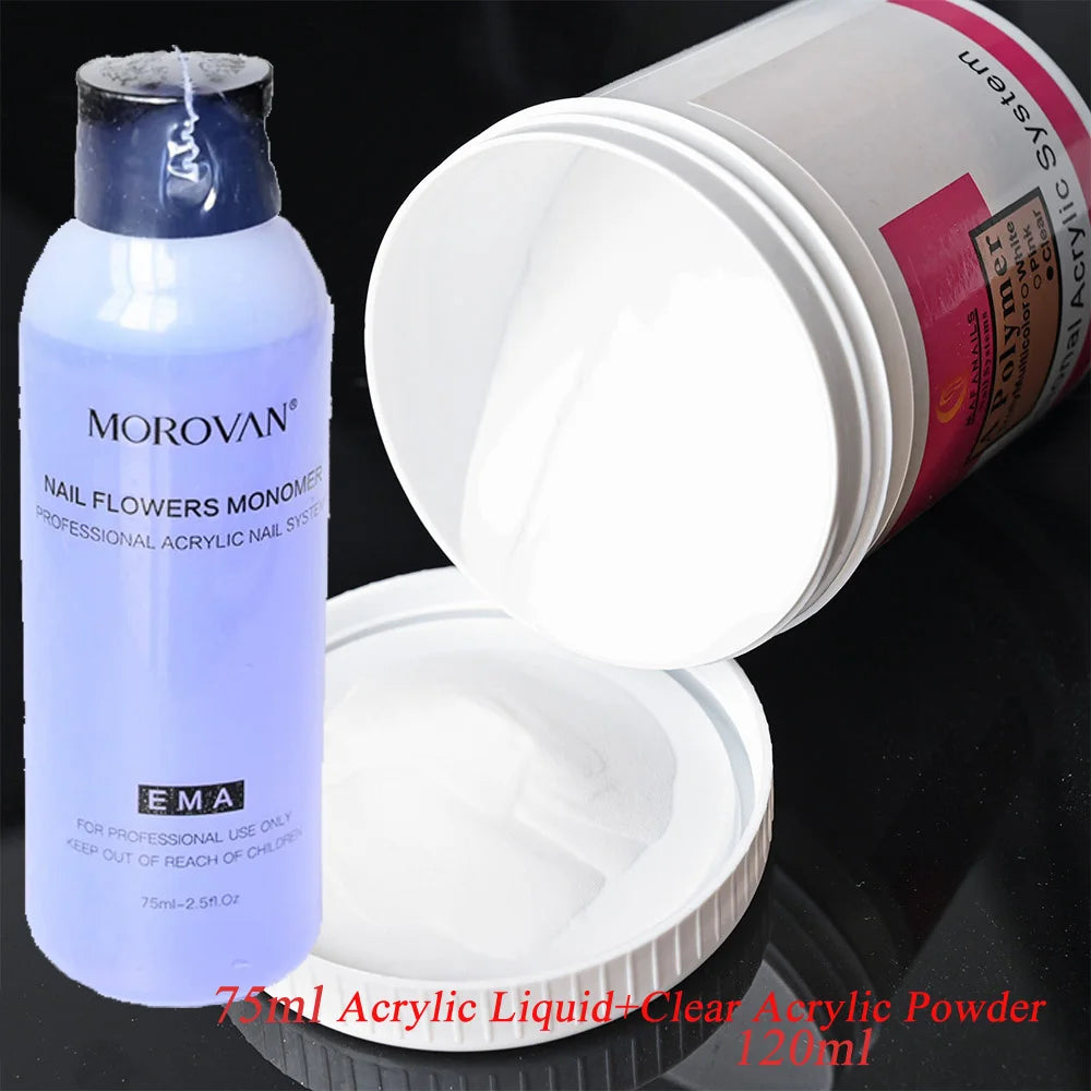 120ml EMA Polymer Acrylic Liquid & Powder - Pink Nail Builder for Dipping, Carving, Acrylic Powder, and Nail Tip Extensions