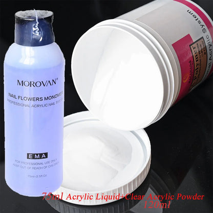 120ml EMA Polymer Acrylic Liquid & Powder - Pink Nail Builder for Dipping, Carving, Acrylic Powder, and Nail Tip Extensions
