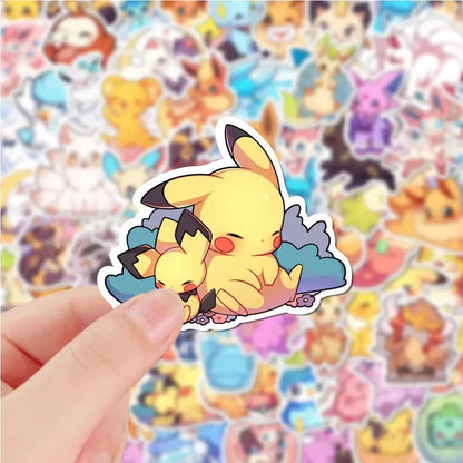 10/30/50PCS Cute Pokémon Anime Stickers - Kawaii Pikachu and Eevee Cartoon Decals for Phones, Water Bottles, Notebooks, and DIY Crafts