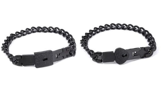Couple Stainless Steel Love Lock Bracelet with Key Pendant Necklace – Romantic Jewelry Gift for Men and Women