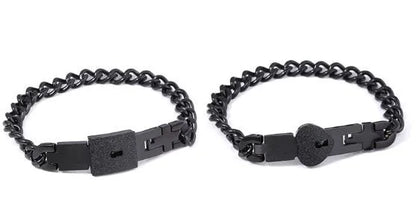 Couple Stainless Steel Love Lock Bracelet with Key Pendant Necklace – Romantic Jewelry Gift for Men and Women