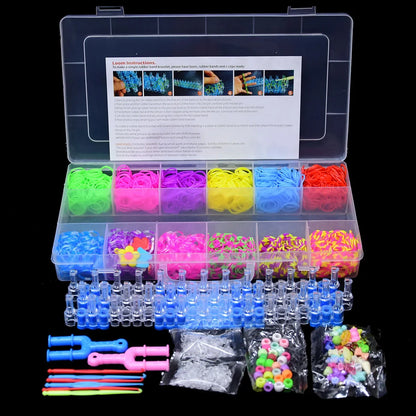 1800pcs Elastic Rubber Loom Bands DIY Kit – Weave Bracelet Craft Set with Storage Box for Kids, Teens & Handmade Gifts