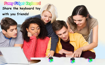 LED Keyboard Fidget Keychain – Stress Relief Finger Clicker Toy & Decompression Gift