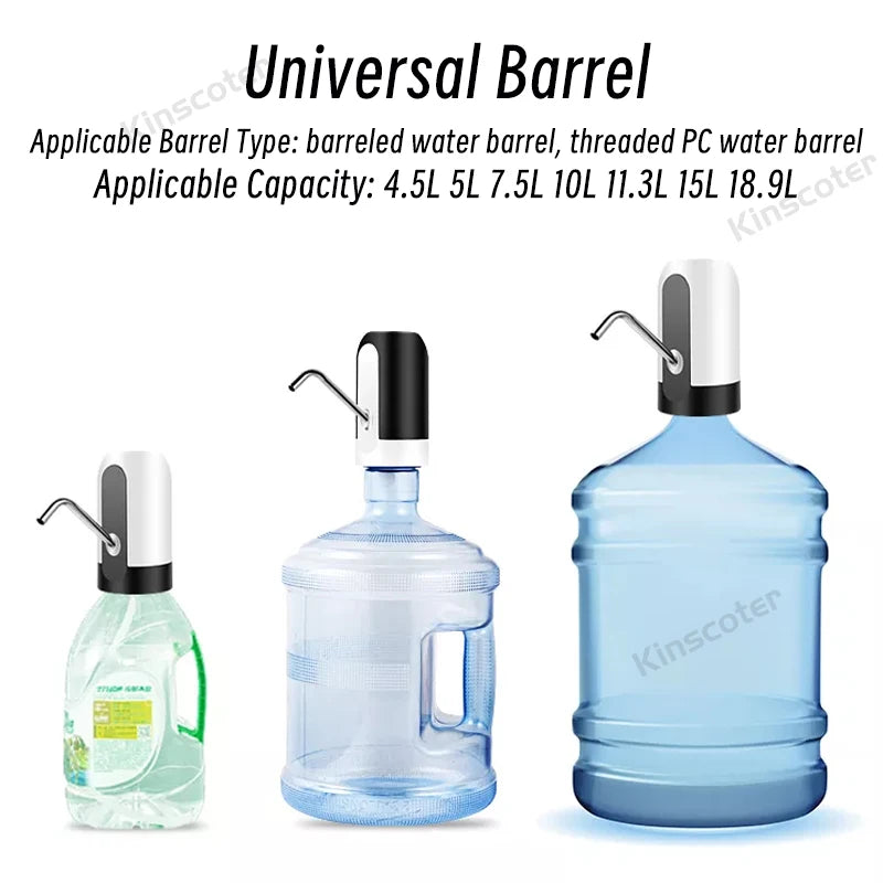Portable Automatic Water Pump — USB Rechargeable Mini Electric Dispenser with Switch for 5-Gallon Bottles