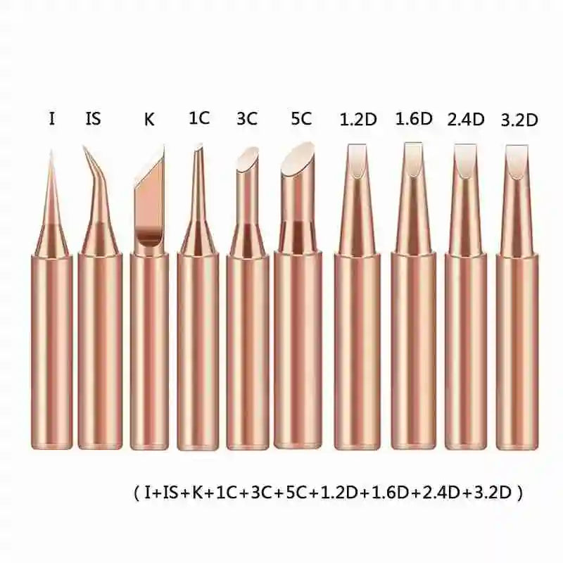 10Pcs 900M Soldering Iron Tips - Pure Copper Welding Replacement Heads for Electric Soldering Tools