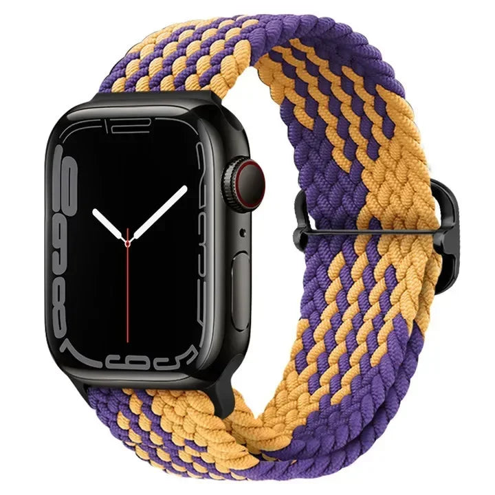 Braided Nylon Apple Watch Band – Adjustable Sport Strap Compatible with Ultra 2, Series 10/9/8/7/6/SE (40–49mm) Wrist Bracelet