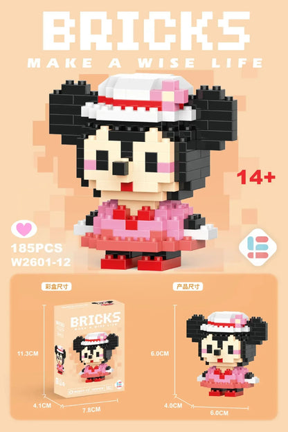 Stitch, Sanrio, and Mickey Mouse Cartoon Dolls - Micro-Particle Building Block Toys Compatible with Children's Gifts