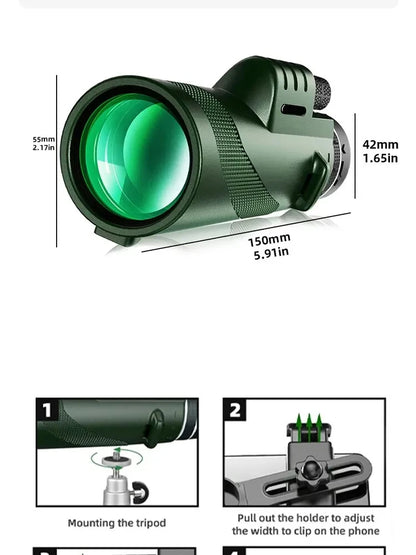 80x100 Portable HD Zoom Telescope | Folding Long-Distance Mini Telescope for Hunting, Camping & Travel