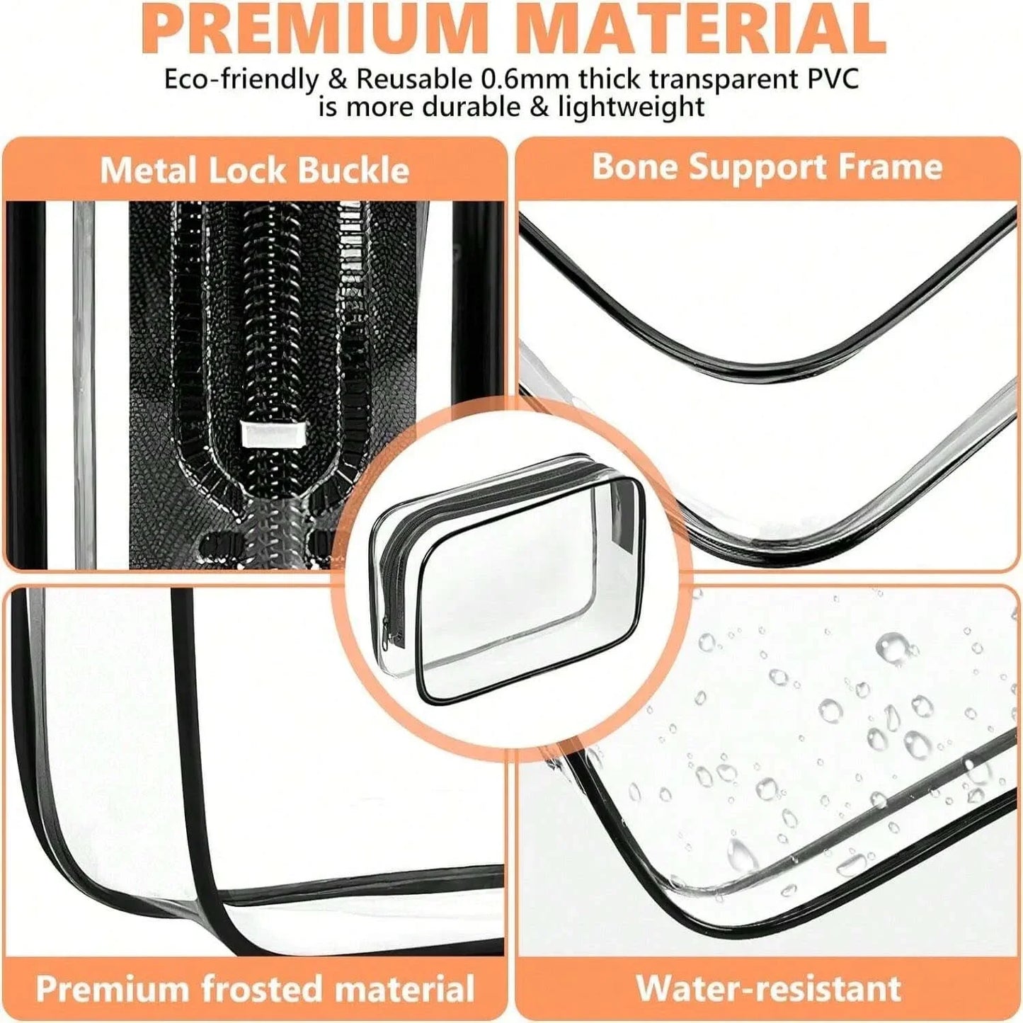Clear Toiletry Bag — Portable Travel Makeup Organizer with Zipper, PVC Cosmetic Pouch, Airline Compliant
