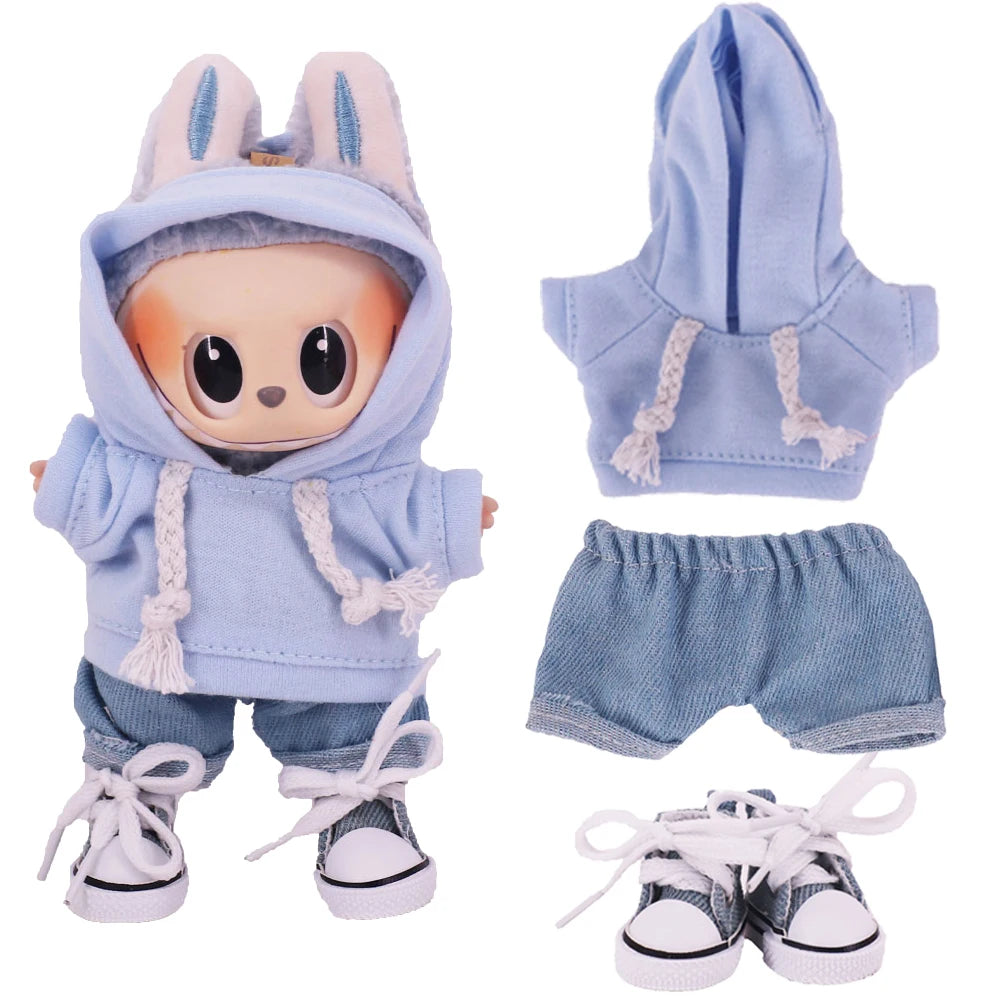 Labubu 17cm Doll Clothes Set — Plush Doll Accessories for Girls’ Birthday & Christmas Gifts