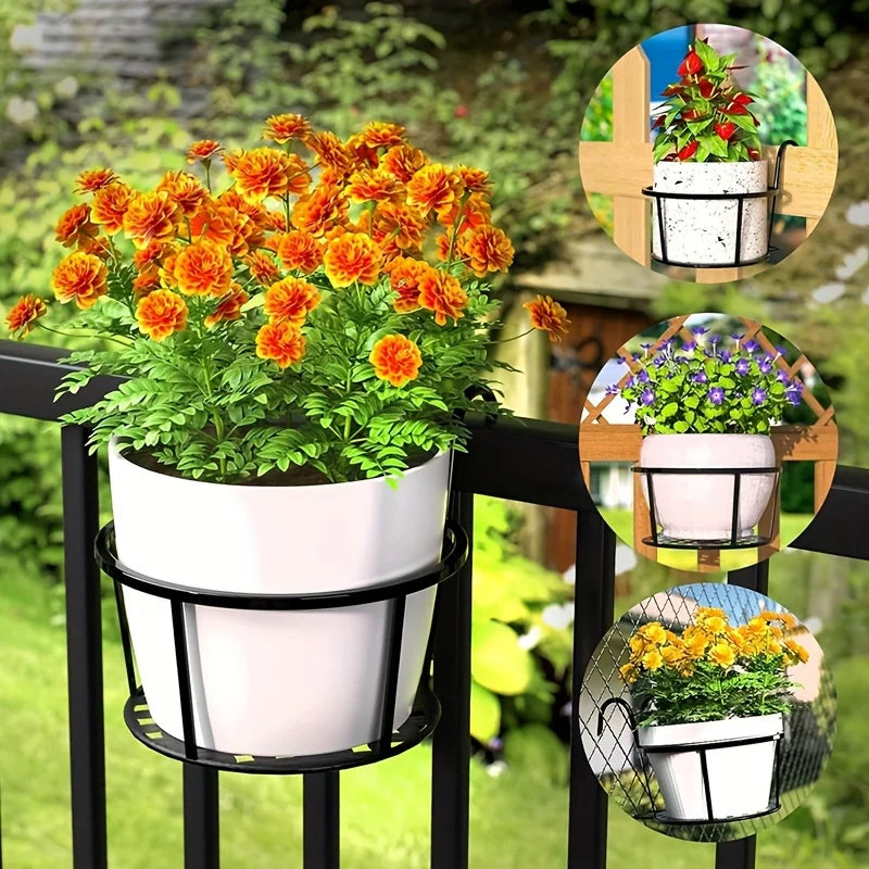1/2/3pcs Iron Art Hanging Flower Pots with Hooks – Detachable Metal Plant Baskets for Balcony Gardening