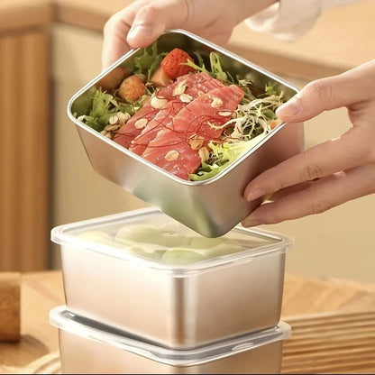 6-Piece Stainless Steel Food Storage Containers Set - Leakproof Stackable Reusable Lunch Boxes for Camping, Picnic & School