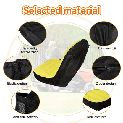 Riding Lawn Mower Cushioned Seat Cover LP92334, Weatherproof Oxford 300 Tractor Seat Protector for John Deere Mower & Gator Seats up to 18"