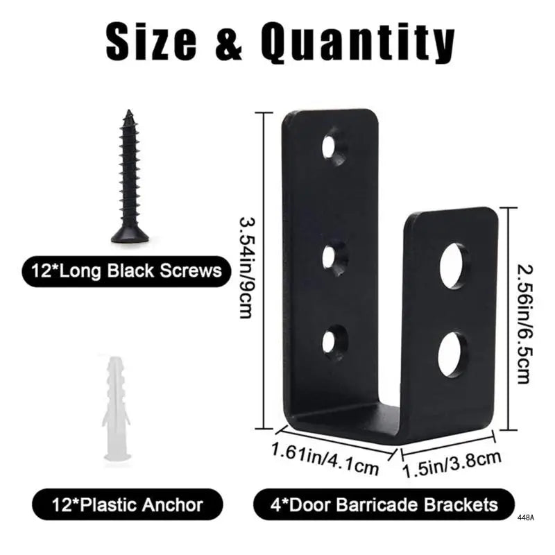 Door Security Barricade Brackets - U-Shaped Locking Clamps for Home Barn Shed Garage Gate Safety Support