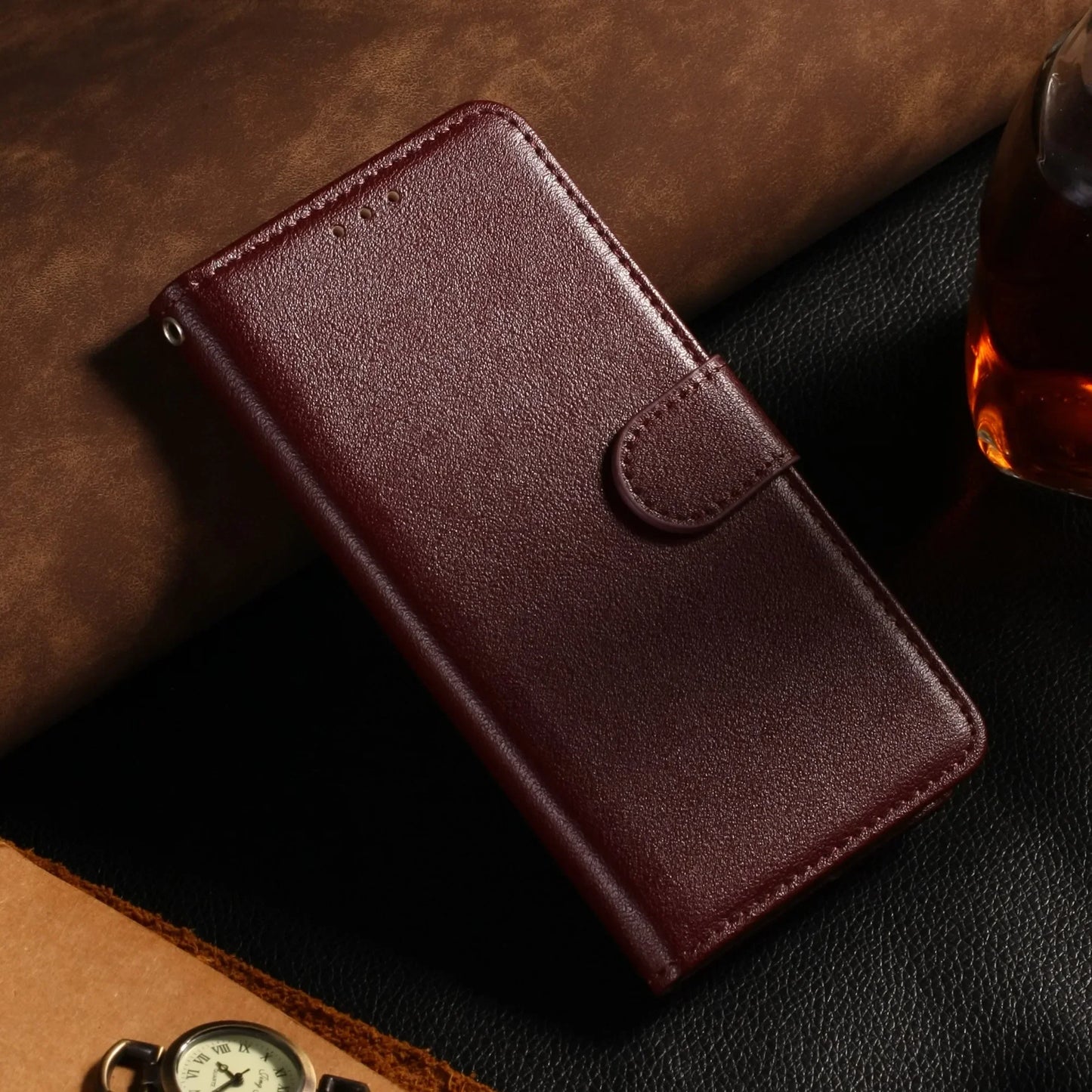 Samsung Galaxy Leather Flip Wallet Case - Protective Cover with Card Holder
