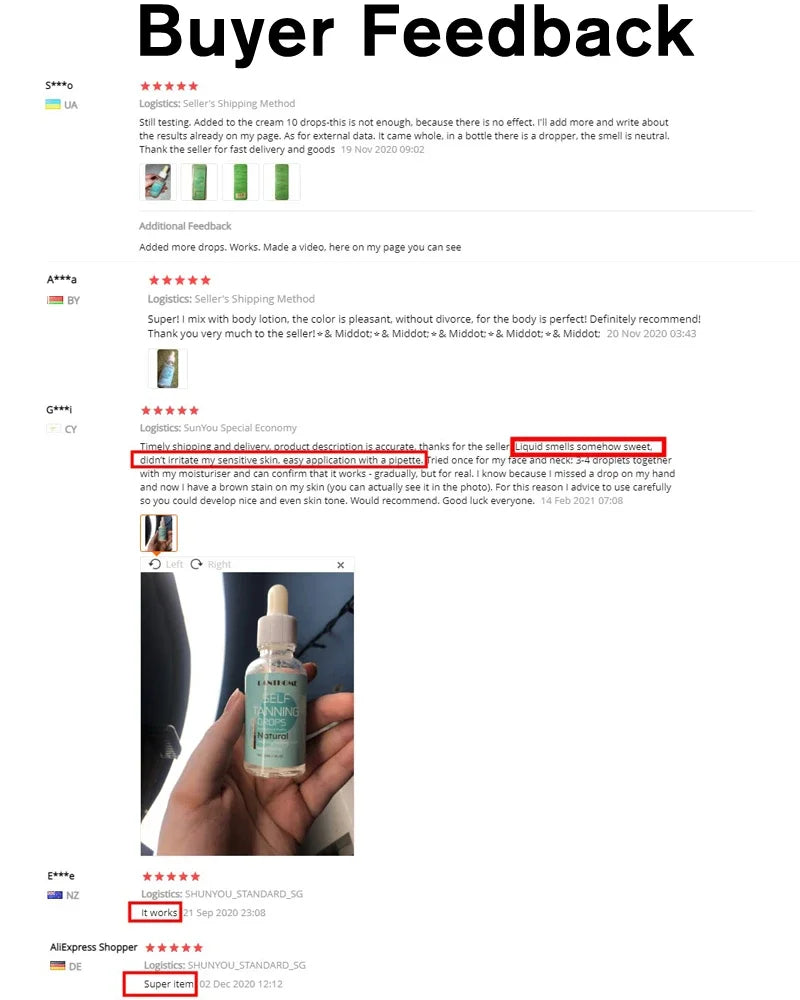 30ml Self-Tanning Drops — Natural-Looking Sunless Body Tanner Lotion for Skin Care