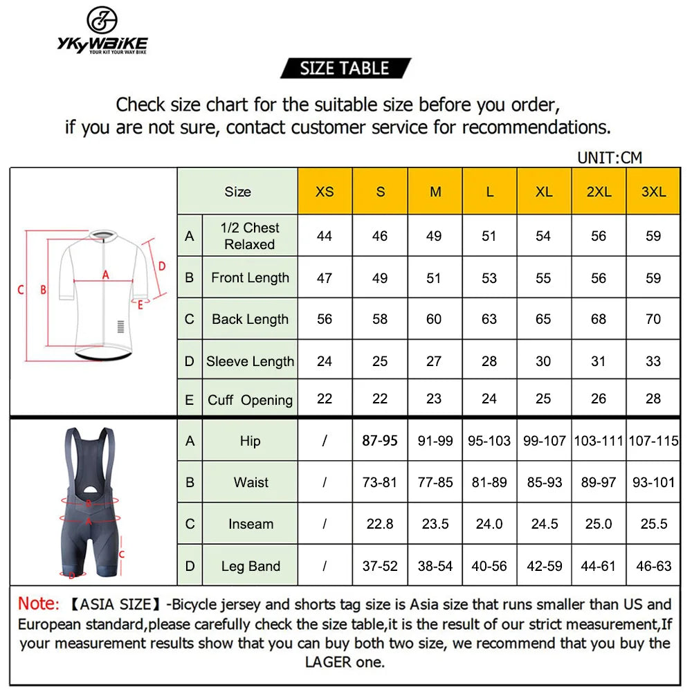 YKYWBIKE Cycling Jersey & Bib Shorts Set — Classic MTB Bike Clothing with Reflective Details