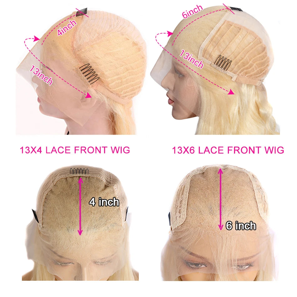 13x6 HD Transparent 613 Blonde Lace Front Wig – Brazilian Bone Straight Bob Human Hair Wig