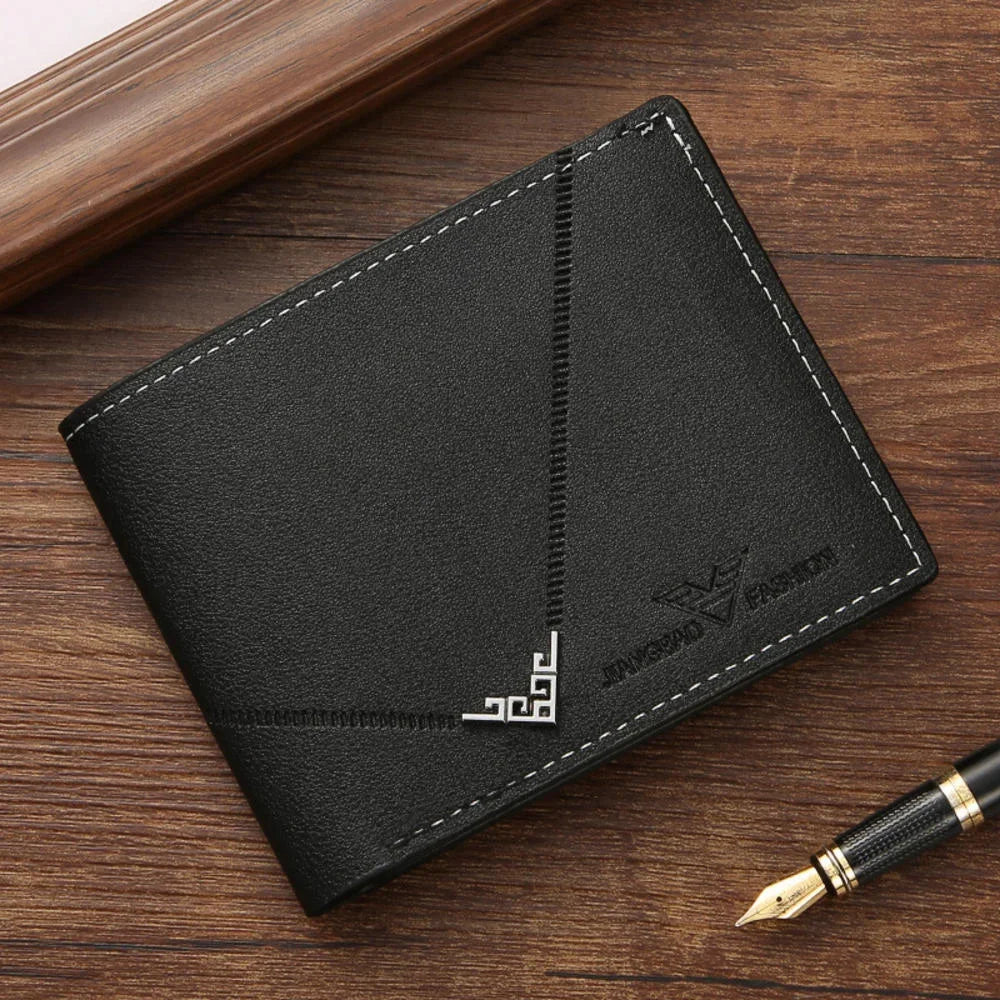 Men's Soft Leather Short Bifold Wallet with Credit Card & ID Holder – Business Billfold