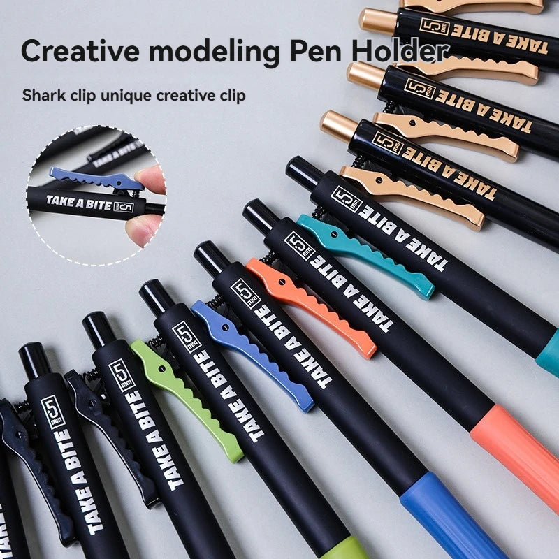 4-Piece Crocodile Clip Gel Pen Set - 0.5mm Black Ink Quick-Dry Smooth Writing Pens