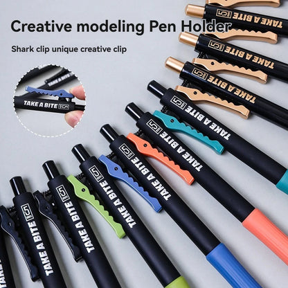 4-Piece Crocodile Clip Gel Pen Set - 0.5mm Black Ink Quick-Dry Smooth Writing Pens