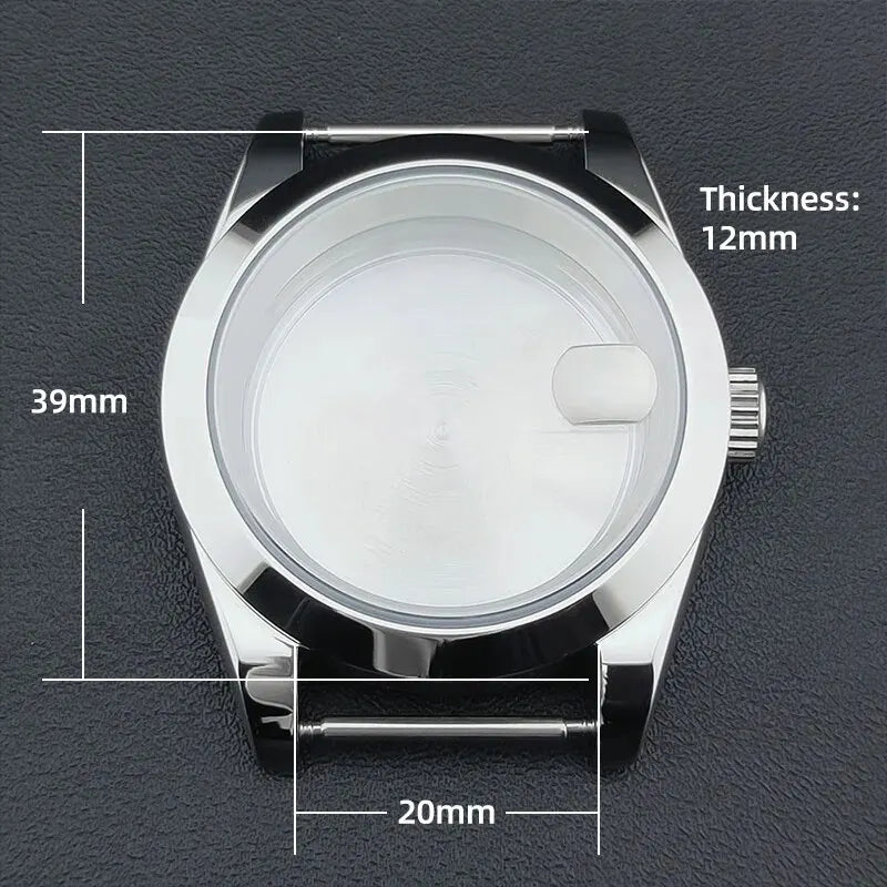 Neiton 36mm/39mm Silver Watch Case - Sapphire, Bevel Edge, 316L Stainless Steel for NH35, NH36, NH34 Movements