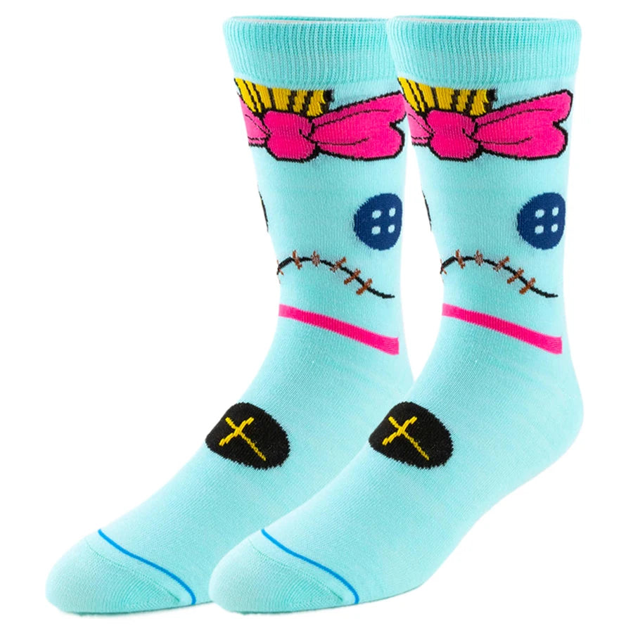 5/6 Pairs Miniso Disney Lilo & Stitch Socks – Hip Hop Street Style Anime Crew Socks for Men and Women, Novelty Cute Casual Socks