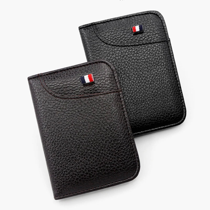 Portable Super Slim PU Leather Wallet - Mini Credit Card Holder for Men, Thin and Small Short Wallet