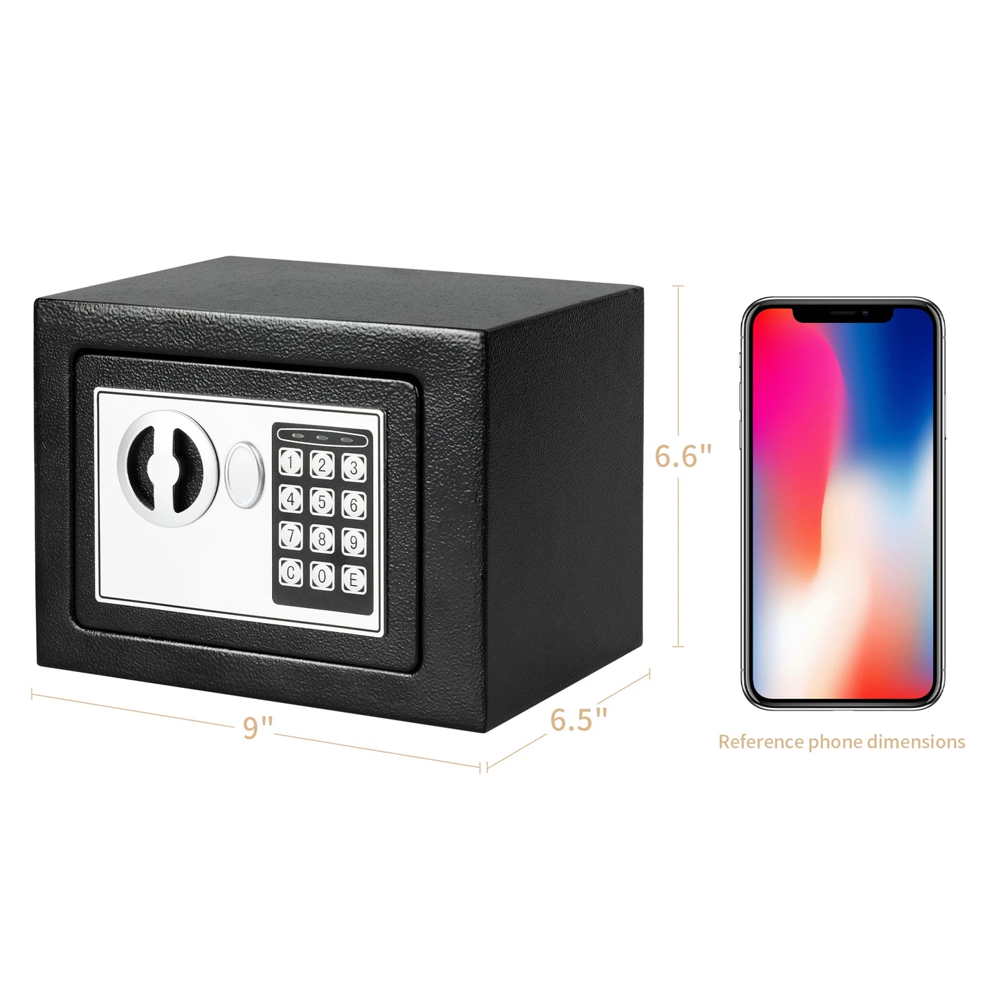 Deli 0.2 Cubic Feet Electronic Digital Safe — Steel Money Box with Fireproof Bag for Home Cash and Valuables