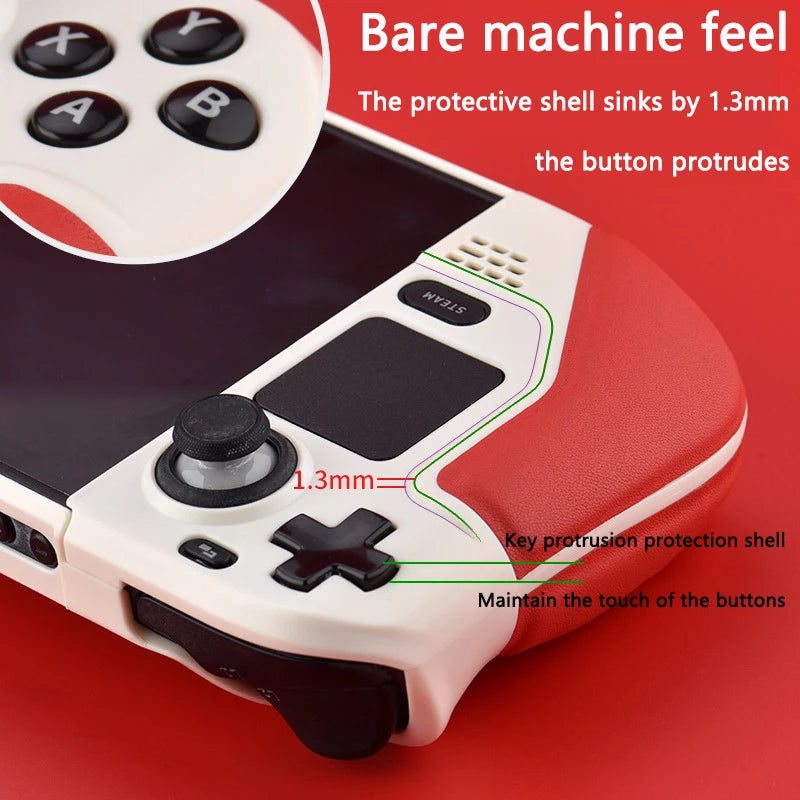 Full Protective Cowhide Leather Case for Steam Deck – Soft Grip Non-Slip Hard Shell Cover with Bracket Accessory