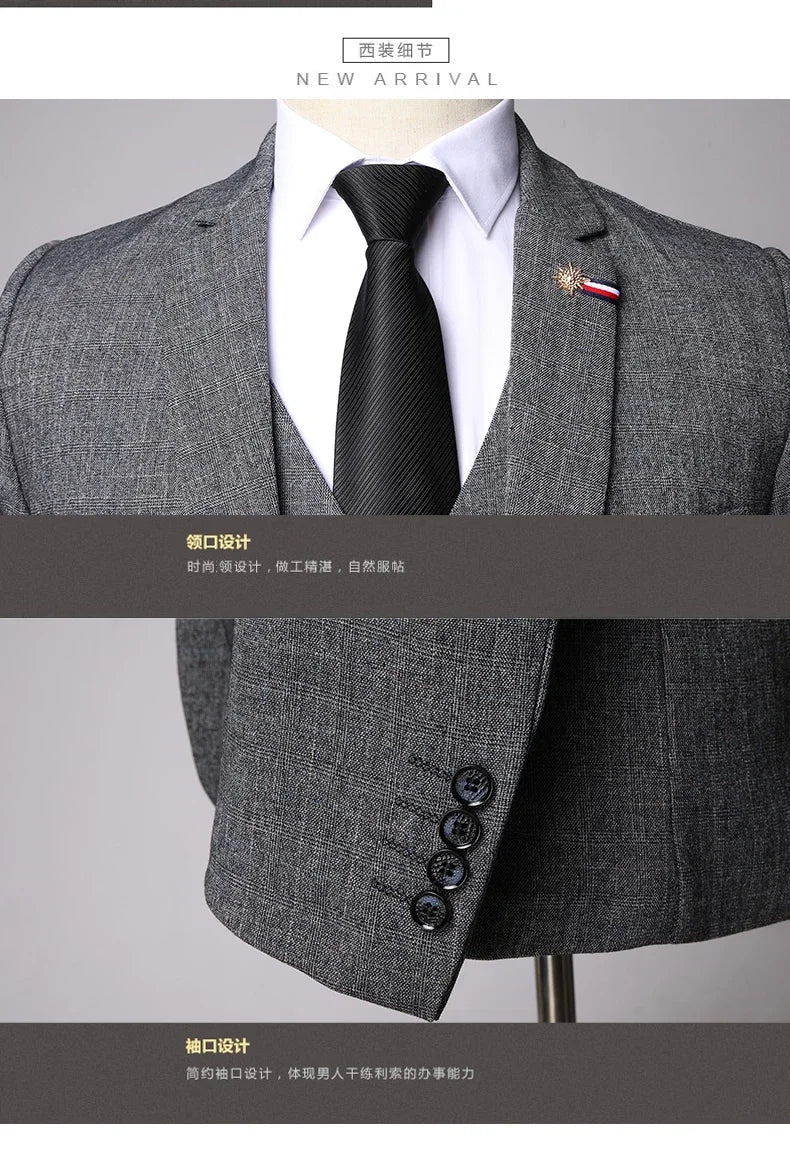 Traje de Hombre Elegante – 3-Piece Slim Fit Suit (Blazer + Vest + Pants) | Men’s Business & Wedding Suit 6XL