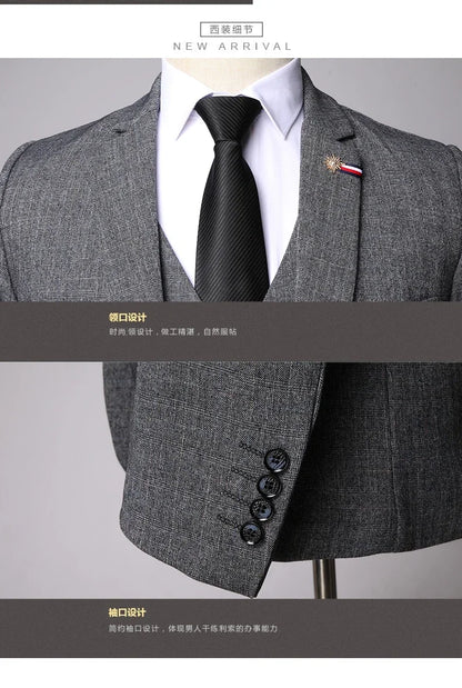 Traje de Hombre Elegante – 3-Piece Slim Fit Suit (Blazer + Vest + Pants) | Men’s Business & Wedding Suit 6XL