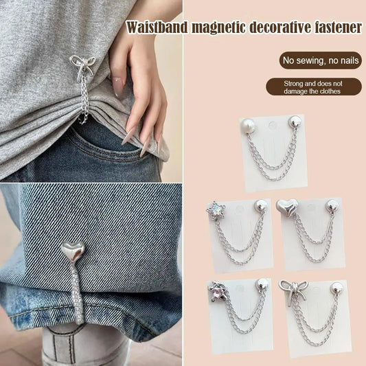 Magnetic Clothing Clips with Chain - Multi-Function Jean, Scarf & Trouser Cuff Fixing Pins