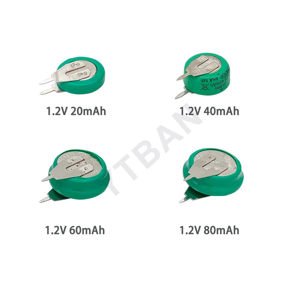 1.2V 20mAh Ni-MH Rechargeable Button Cell Battery with Welding Pins - Coin Battery for Toys, Timers and Solar-Powered Electronics