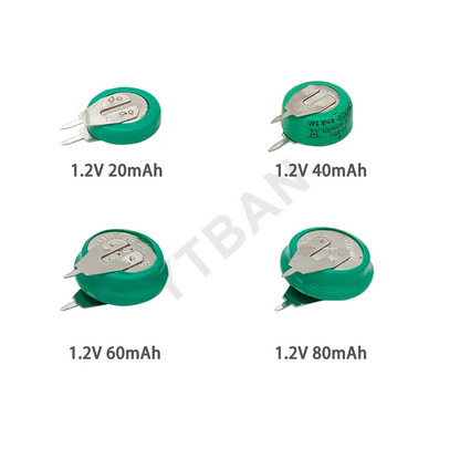 1.2V 20mAh Ni-MH Rechargeable Button Cell Battery with Welding Pins - Coin Battery for Toys, Timers and Solar-Powered Electronics