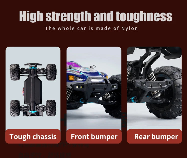 16103 Fast RC Cars – 50km/h 1/16 Off-Road 4WD Monster Truck with LED Headlights, 2.4G Waterproof Remote Control for Adults & Kids