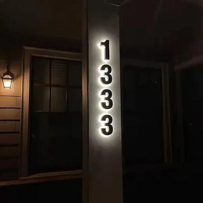 Custom LED House Numbers - Stainless Steel Waterproof Backlit Address Sign for Homes, Hotels & Apartments