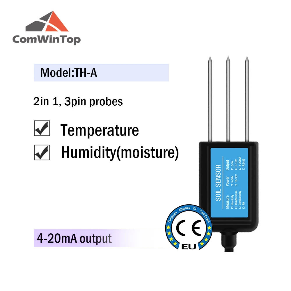 Soil Moisture, Temperature, Humidity, EC, pH & NPK Sensor - 4-20mA, 0-5V, RS485 Modbus for Accurate Soil Measurement