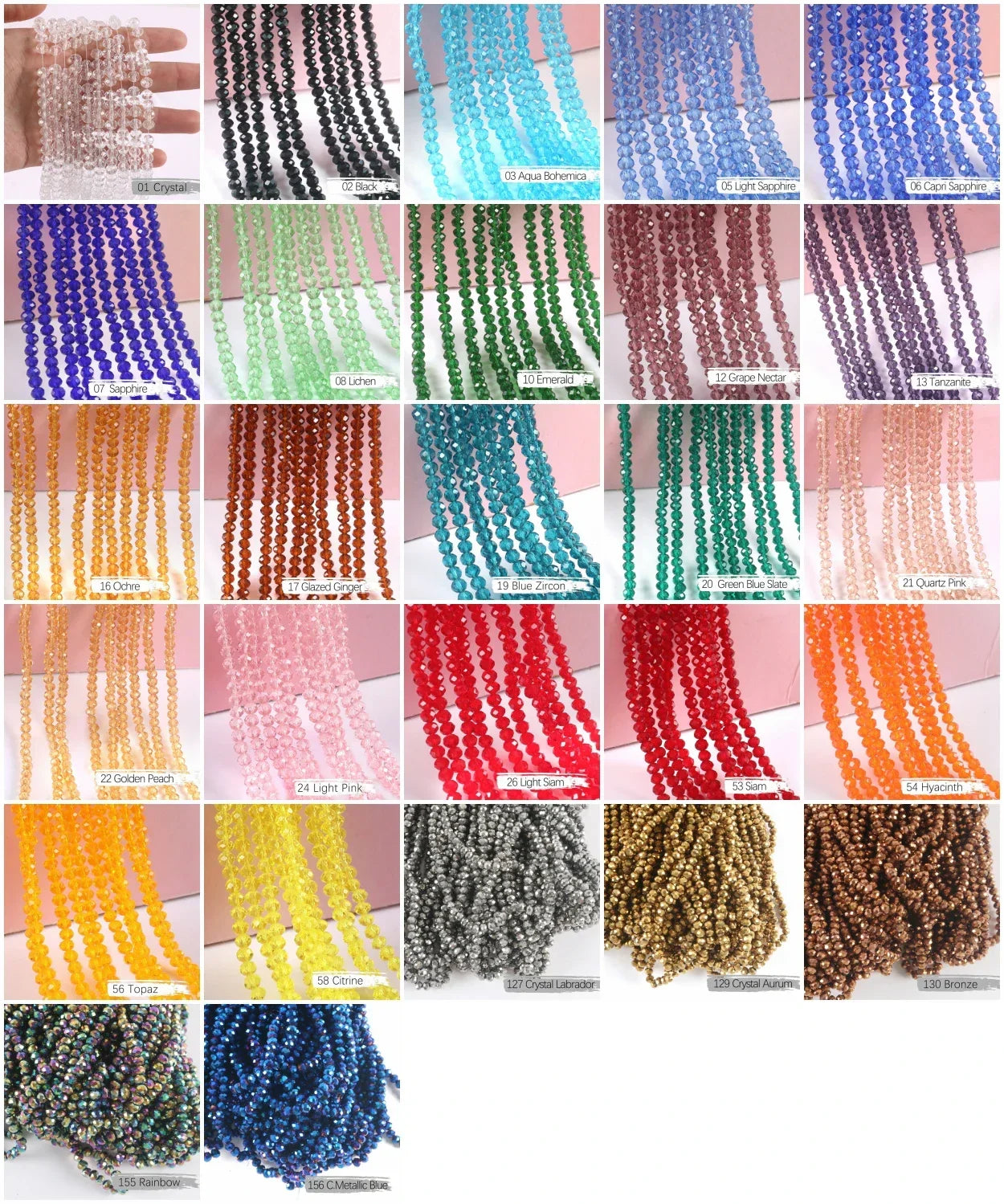Austria Crystal Rondelle Beads - 2mm/4mm/6mm/8mm Faceted Glass Spacer Beads for DIY Jewelry & Bracelet Making