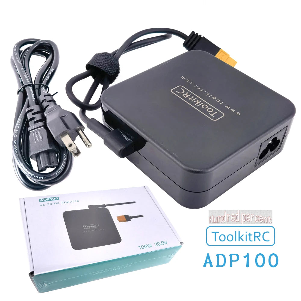 ToolKitRC ADP100 100W 20V Power Supply with XT60 Output Adapter — Compatible with M6D M6 M7 M6DAC ISDT Q8 Q6 GT Power Hota HTRC SkyRC Chargers