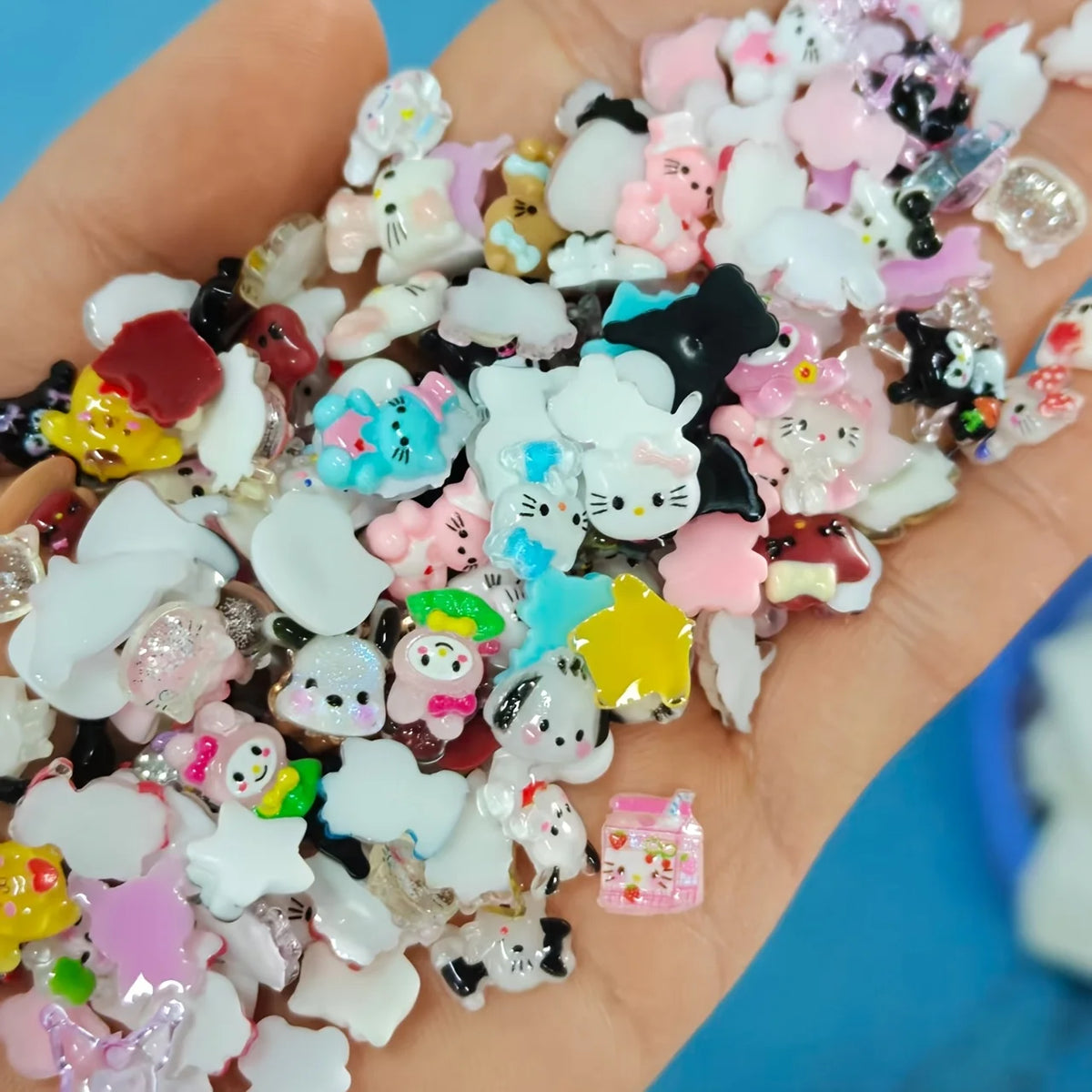 120PCS Sanrio Nail Charms Set - Kuromi, Cinnamoroll, and My Melody Resin Decorations for DIY Manicure Nail Art