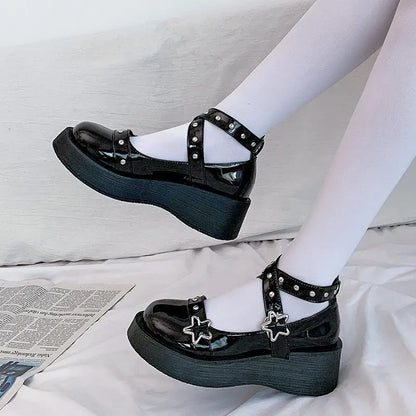 JK Lolita Platform Loafer Shoes - Y2K Kawaii School Girl Fashion Pumps