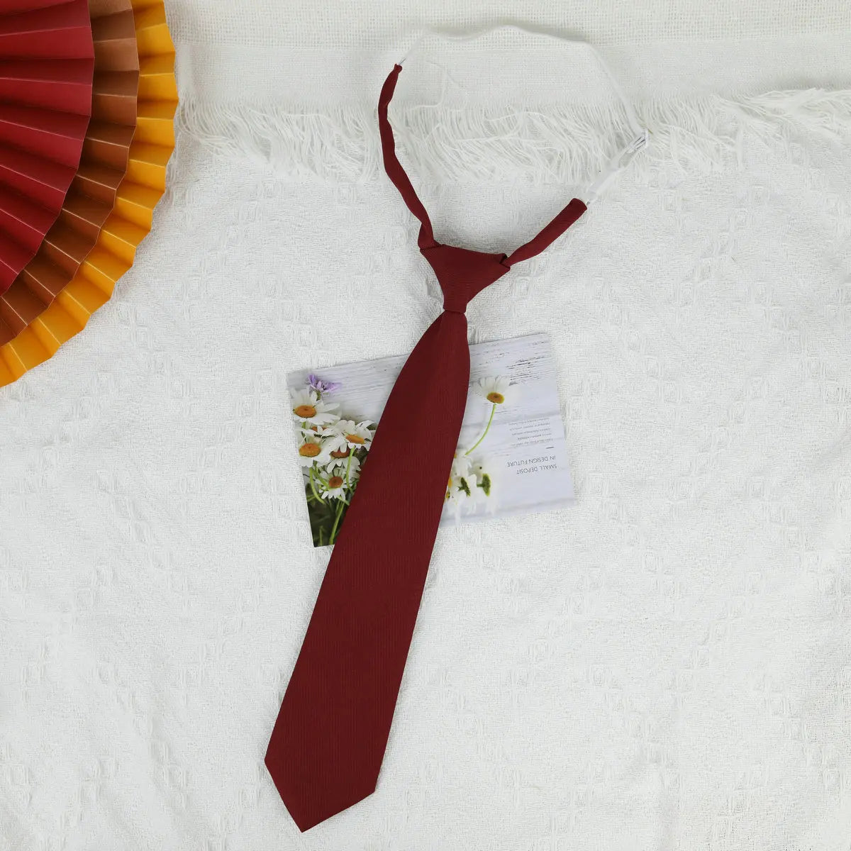 Lazy JK Small Necktie – Korean Style Solid Black, Wine Red, Dark Blue Uniform Ties for Girls & Students
